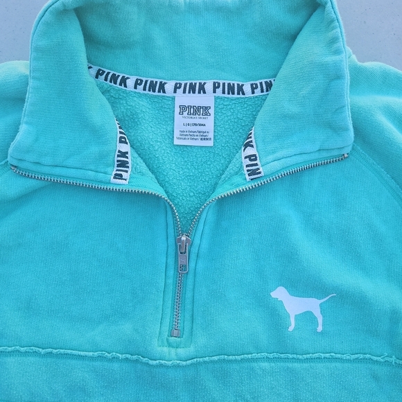 PINK Victoria's Secret Aqua Half-Zip Pullover - Picture 2 of 8